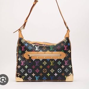Authentic LV Louis Vuitton Boulogne Black Monogram Multicolor Bag Purse